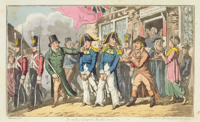 两名海军军官被送入监狱，由约翰·米特福德（John Mitford，1782-1831）1818年在“海军约翰尼新历险记”中登上 作者 查尔斯·威廉姆斯